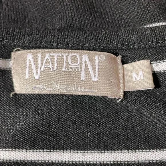 Nation LTD Womens M Striped Long Sleeve Top T-Shirt Modal Black White FLAW - Picture 4 of 10